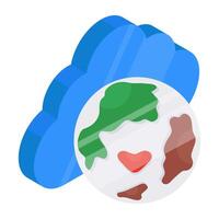 Icon of cloud browser in flat isometric design vector