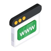 A flat isometric design icon of www vector