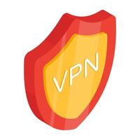 Flat isometric design icon of VPN vector