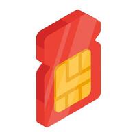 A flat isometric design icon of sim card vector