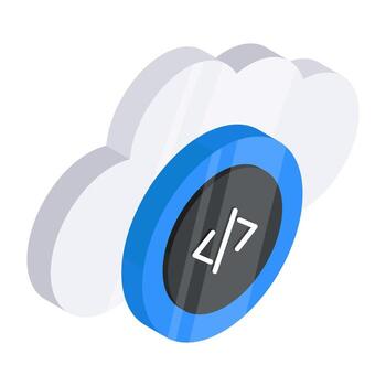 icono de diseño único de codificación en la nube vector