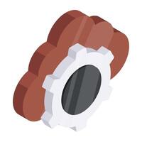 Conceptual flat isometric design icon of cloud setting vector