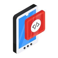 Unique design icon of mobile coding vector