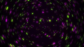 loop graphics of 3 rotating neon lines, pink, green, created with AfterEffect. video
