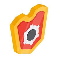 Gear inside shield, icon of security setting vector
