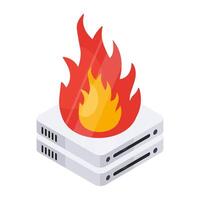 A modern design icon of server burning vector