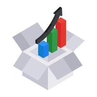 Conceptual flat design icon of growth chart vector