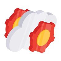 Conceptual flat design icon of cloud setting vector