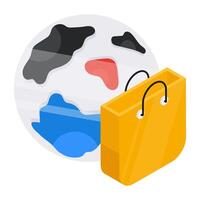 A colored design icon of global shopping vector