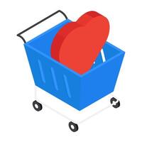 A colored design icon of favorite cart vector