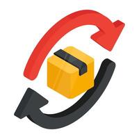 A beautiful design icon of parcel return vector