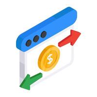 A beautiful design icon of web money transfer vector