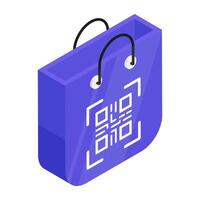 A flat isometric design icon of shopping qr code vector
