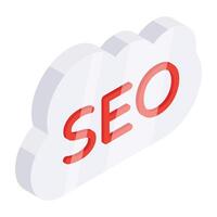 Editable design icon of cloud seo vector