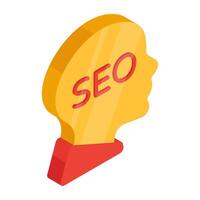 Editable design icon of seo mind vector