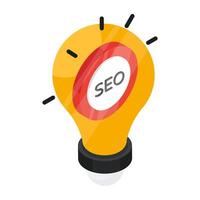 Light bulb with seo, icon of seo idea vector