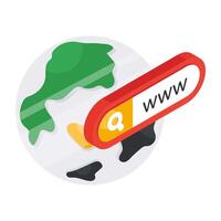 A flat design icon of global search vector