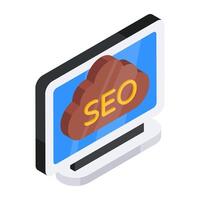 Editable design icon of cloud seo vector