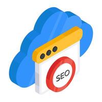 Conceptual flat design icon of seo website vector