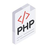Editable design icon of php file vector