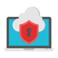 A flat design icon of secure cloud vector