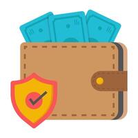 A flat design icon of secure wallet vector