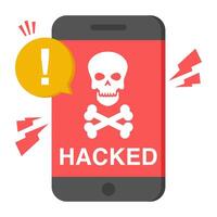 A flat design icon of mobile hacked vector
