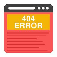 A flat design icon of error 404 vector