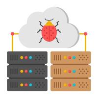 Creative design icon of datacenter cloud bug vector