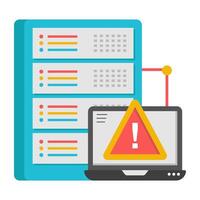 A flat design icon of database warning vector