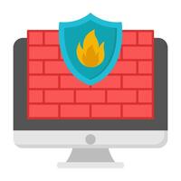 A colored design icon of firewall vector