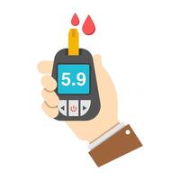 Sugar test machine icon, flat design of glucometer vector