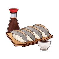 Fresh Sushi Serving with soy sauce illustration vector