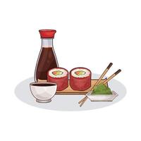 illustration of fresh sushi with soy sauce vector