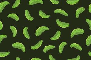 Pickle or green cucumber seamless pattern isolated on dark background vector