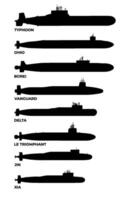 silhouette submarines of the world type vector