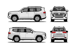 suv car side view, front view, back view vector