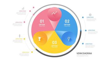 Infographic Venn diagram chart template for business presentation illustration. vector