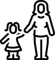Black line icon for mother and daughter vector