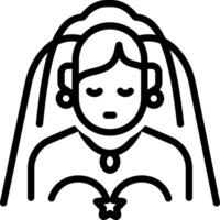 Black line icon for bride vector