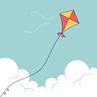A kite flying in the sky with clouds vector