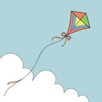 A kite flying in the sky with a cloud vector