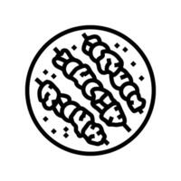kebabs fish line icon illustration vector