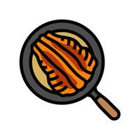 pan seared trout fish color icon illustration vector