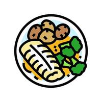 poached fish color icon illustration vector