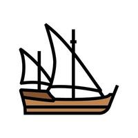 caravel ancient ship color icon illustration vector