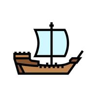 cog ancient ship color icon illustration vector