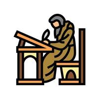 monk scribe byzantine color icon illustration vector