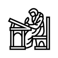 monk scribe byzantine line icon illustration vector