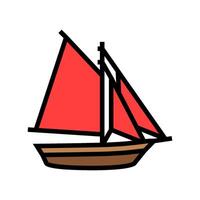sloop ancient ship color icon illustration vector
